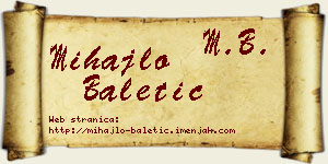 Mihajlo Baletić vizit kartica
